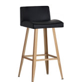 Dani Counter Stool in Antique Black Leatherette & Gold Steel